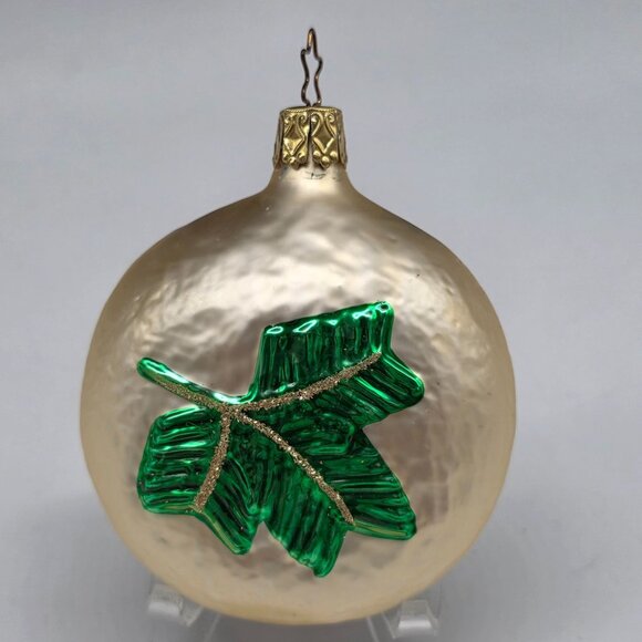 Inge Glas Round Indented Angel German Glass Christmas Ornament 3.5" - Picture 5 of 7